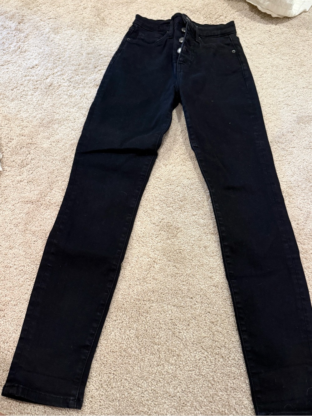 Veronica Beard Black Skinny Jeans with Button-Fly